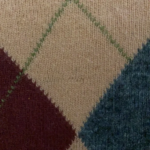 SOLD Vintage Checkmate V Neck Sleeveless Argyle Preppy Sweater Sz M - Picture 3 of 4